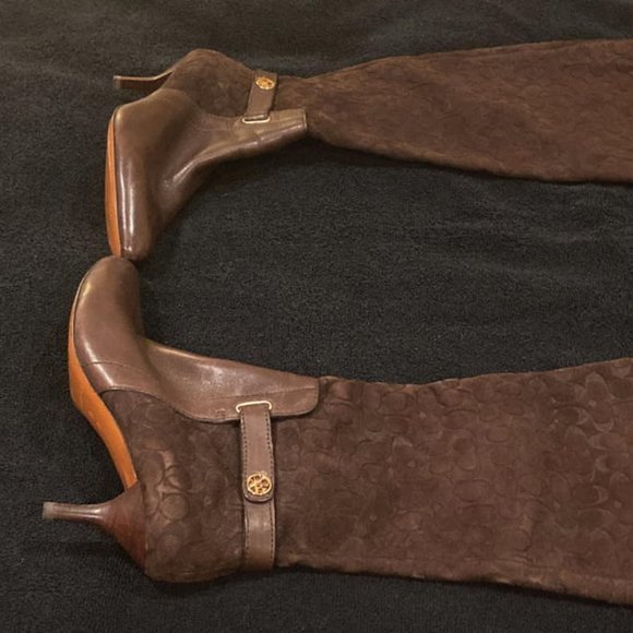 COACH Brown Suede High Heel Boot/Sz 8 B - Picture 2 of 5